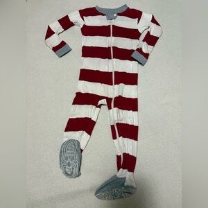 Burt's Bees Red and White Striped Footie